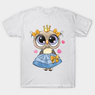 Cute fashion owl in a blue dress T-Shirt